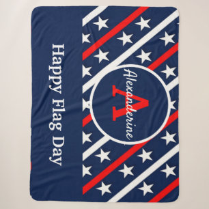 Couverture Sherpa Jour du Drapeau Patriotique Joyeux Rouge Bande bla