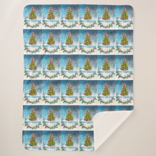 Couverture Sherpa Joyeuse carte de Noël (Devant)