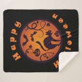 Couverture Sherpa Joyeuse lanterne d'Halloween araignées et chauves- (Devant (Horizontal))