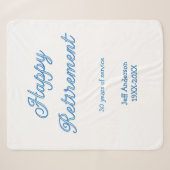 Couverture Sherpa Joyeuse retraite bleue années de service nom paste (Devant (Horizontal))