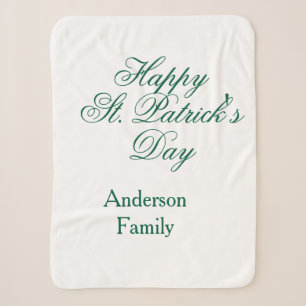 Couverture Sherpa Joyeuse Saint-Patrick famille nom vert minimal