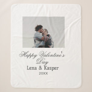 Couverture Sherpa Joyeuse Saint-Valentin couple photo moderne simple