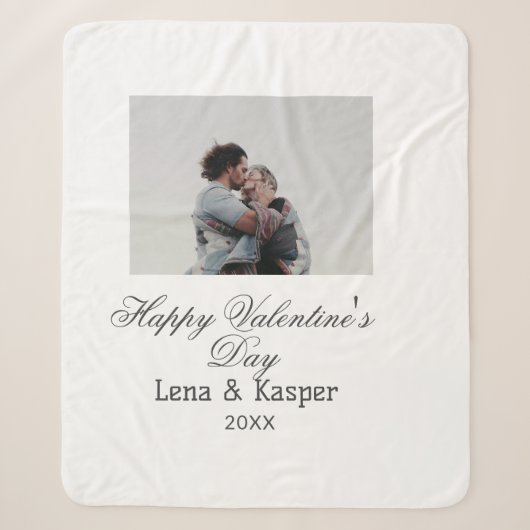 Couverture Sherpa Joyeuse Saint-Valentin couple photo moderne simple (Devant)