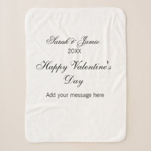Couverture Sherpa Joyeuse Saint-Valentin nom date message simple élé