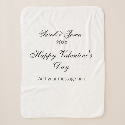 Couverture Sherpa Joyeuse Saint-Valentin nom date message simple élé (Devant)