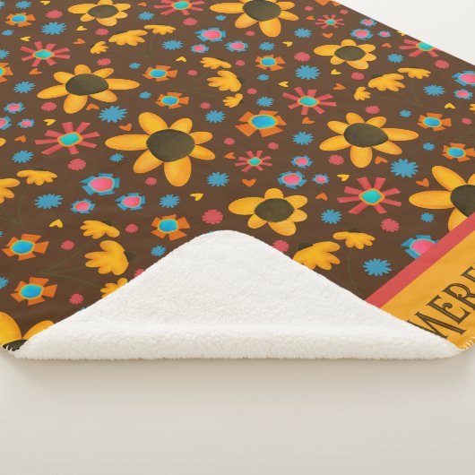 Couverture Sherpa Joyeuses Fun Motif Daisies Inspirivity (3/4)