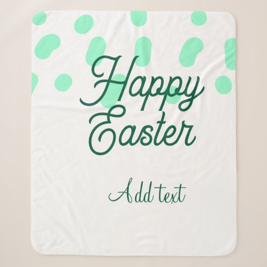 Couverture Sherpa Joyeuses Pâques œufs verts pastel nom date simple (Devant)