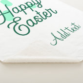 Couverture Sherpa Joyeuses Pâques œufs verts pastel nom date simple (3/4)