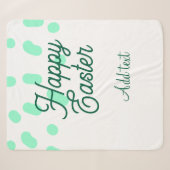 Couverture Sherpa Joyeuses Pâques œufs verts pastel nom date simple (Devant (Horizontal))