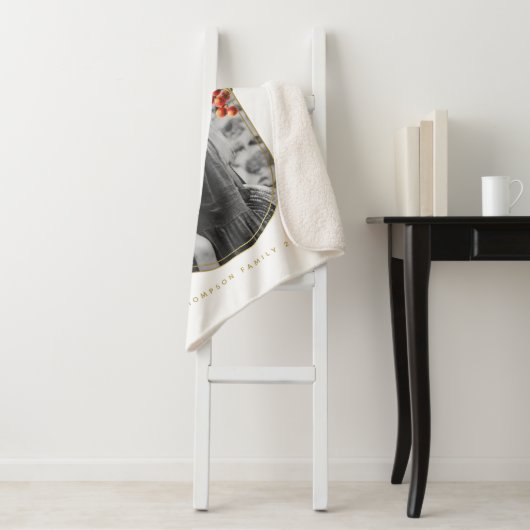 Couverture Sherpa Joyeuses vacances Photo personnalisée Noël de fami (En situation)