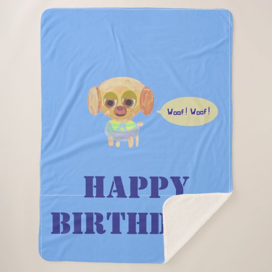 Couverture Sherpa Joyeux Anniversaire Bleu Blanket (Devant)