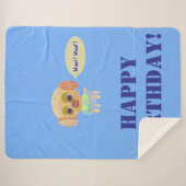Couverture Sherpa Joyeux Anniversaire Bleu Blanket (Devant (Horizontal))