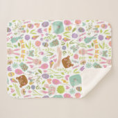 Couverture Sherpa Joyeux Bunny de Pâques modèle floral (Devant (Horizontal))