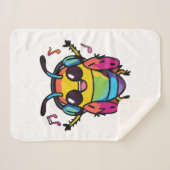 Couverture Sherpa Joyeux cafard avec écouteurs écoutant de la musiqu (Devant (Horizontal))