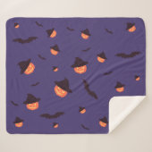 Couverture Sherpa Joyeux Citrouille d'Halloween et chauves-souris (Devant (Horizontal))