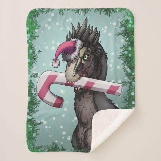 Couverture Sherpa Joyeux dinosaure de Noël (Devant)