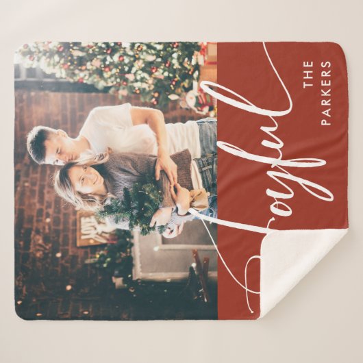 Couverture Sherpa Joyeux | Élégant Script et photo Noël (Devant (Horizontal))