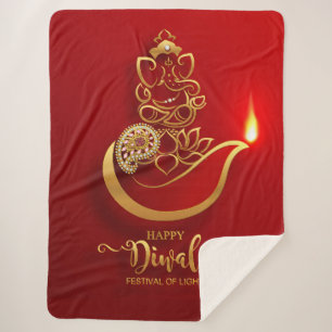 Couverture Sherpa Joyeux éléphant et lumière Diwali