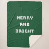 Couverture Sherpa Joyeux et lumineux, Art de Noël vert, Vacances (Devant)