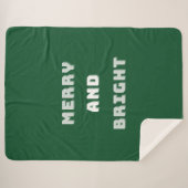 Couverture Sherpa Joyeux et lumineux, Art de Noël vert, Vacances (Devant (Horizontal))