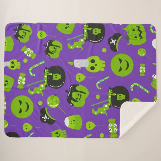 Couverture Sherpa Joyeux Halloween Trick Ou Treat (Devant (Horizontal))