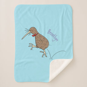 Couverture Sherpa Joyeux kiwi de saut avec dessin de cravate arc