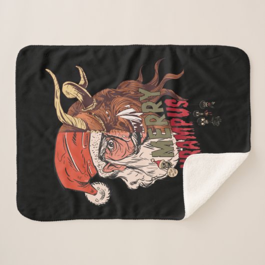 Couverture Sherpa Joyeux Krampus effrayant Père Noël Horreur Noël (Devant (Horizontal))