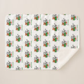 Couverture Sherpa Joyeux Noël avec chat et chiot (Devant (Horizontal))