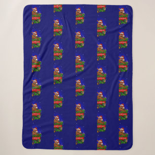 Couverture Sherpa Joyeux Noël avec lapin de Noël