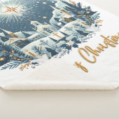Couverture Sherpa Joyeux Noël bleu et or (3/4)