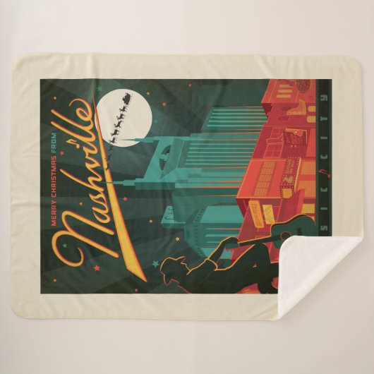 Couverture Sherpa Joyeux Noël de Nashville (Devant (Horizontal))