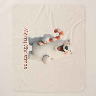 Couverture Sherpa Joyeux Noël mignon Ours Polaire Design