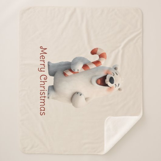 Couverture Sherpa Joyeux Noël mignon Ours Polaire Design (Devant)
