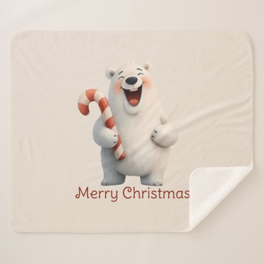 Couverture Sherpa Joyeux Noël mignon Ours Polaire Design (Devant (Horizontal))