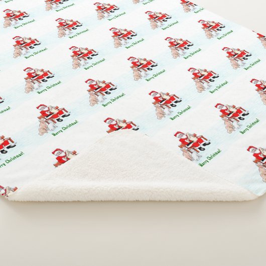 Couverture Sherpa Joyeux Noël! Père Noël avec chat et chien (3/4)