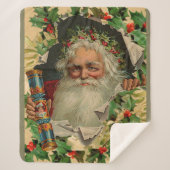 Couverture Sherpa Joyeux Noël Père Noël classique antique (Devant)