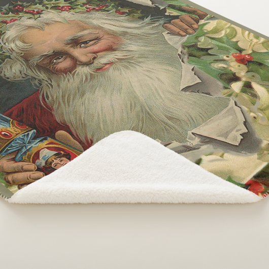 Couverture Sherpa Joyeux Noël Père Noël classique antique (3/4)