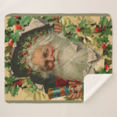 Couverture Sherpa Joyeux Noël Père Noël classique antique (Devant (Horizontal))