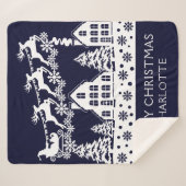 Couverture Sherpa Joyeux Noël Père Noël Winter Snowflakes Nom (Devant (Horizontal))