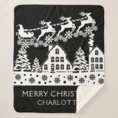 Couverture Sherpa Joyeux Noël Père Noël Winter Snowflakes Nom (Devant)