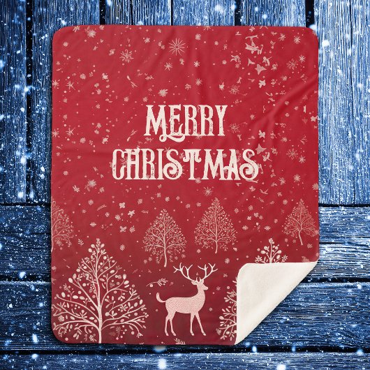 Couverture Sherpa Joyeux Noël rouge classique hiver