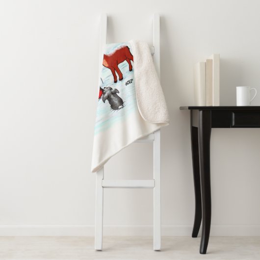 Couverture Sherpa Joyeux Noël ! Snowman avec amis (En situation)