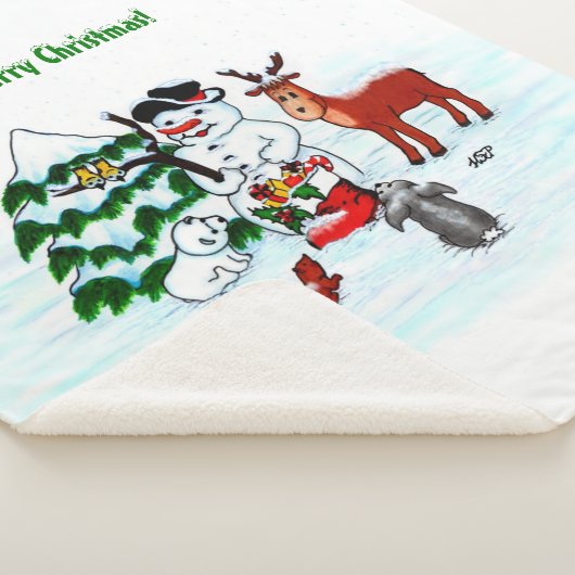 Couverture Sherpa Joyeux Noël ! Snowman avec amis (3/4)