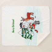 Couverture Sherpa Joyeux Noël ! Snowman avec amis (Devant (Horizontal))