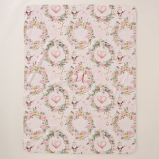 Couverture Sherpa Joyeux Nutcracker rose Vacances Beaux Personnalisé