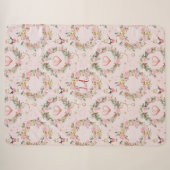 Couverture Sherpa Joyeux Nutcracker rose Vacances Beaux Personnalisé (Devant (Horizontal))