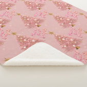 Couverture Sherpa Joyeux or rose et arbre de Noël brillant (3/4)