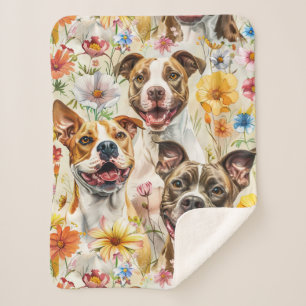 Couverture Sherpa Joyeux Pitbull Chiens, Pit Bulls
