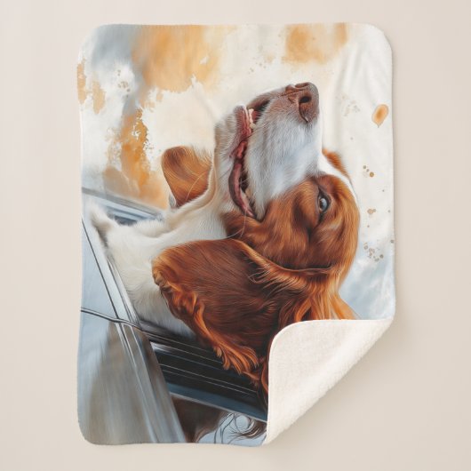 Couverture Sherpa Joyful Dog in the Wind Art Print (Devant)