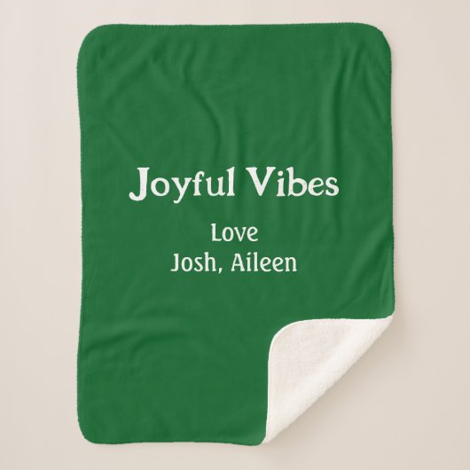 Couverture Sherpa Joyful Vibes green Christmas holidays love family (Devant)